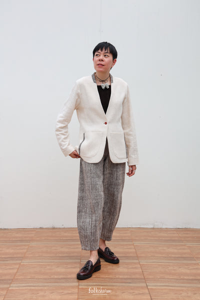 Relaxed-fit Collarless Blazer in White