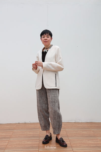 Relaxed-fit Collarless Blazer in White