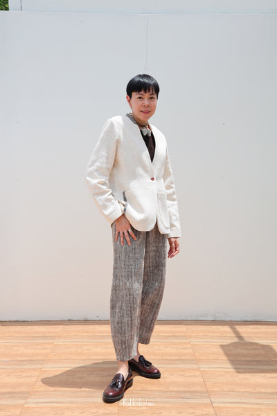 Relaxed-fit Collarless Blazer in White