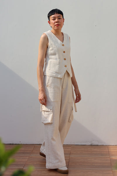 Asymmetrical Patch Pocket Cargo Trousers