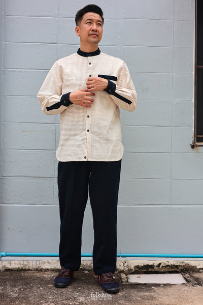 Men’s *NEW* Relaxed-fit Mandarin Collar Longsleeve Shirt