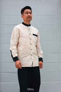 Men’s *NEW* Relaxed-fit Mandarin Collar Longsleeve Shirt'