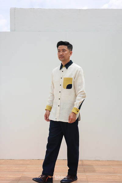 Men's *New* Relaxed Fit Spread Collar 'Penguin' Longsleeve Shirt