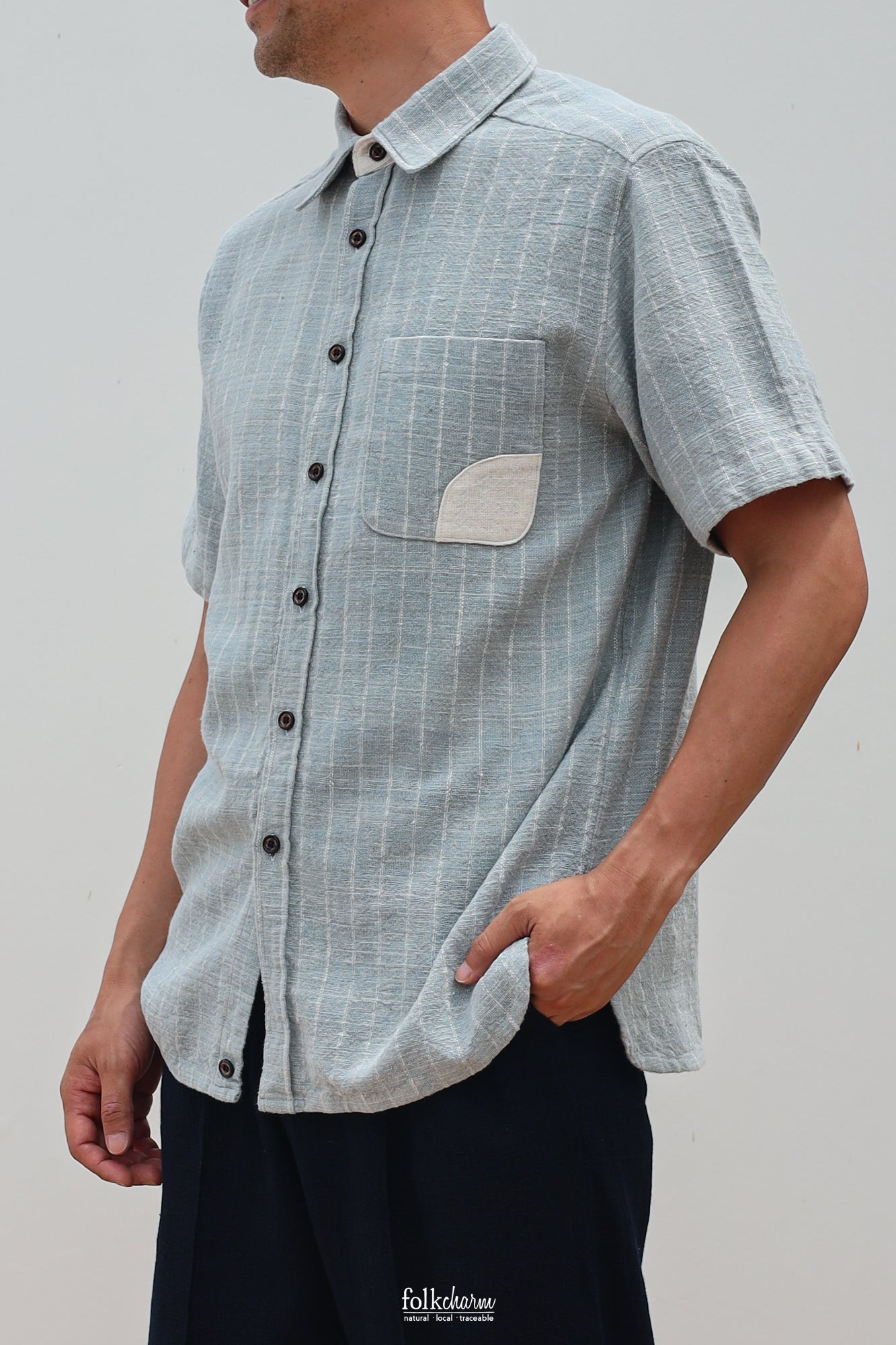 Men's *Circular* Relaxed Fit Spread Collar Shortsleeve Shirt