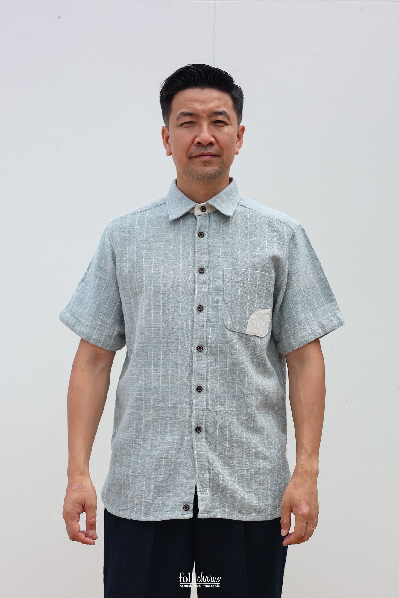 Men's *Circular* Relaxed Fit Spread Collar Shortsleeve Shirt