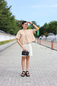 Closed-loop Tie-up Shortsleeve Blouse