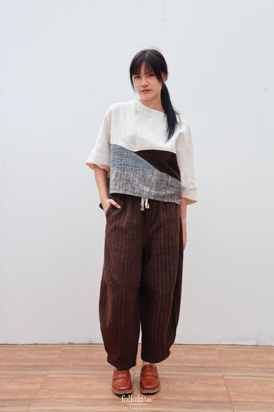 Batwing Cropped Blouse in Patchwork