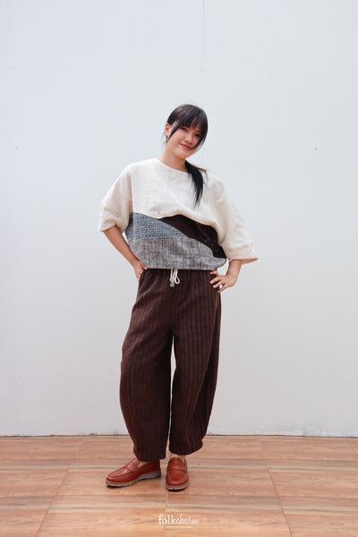 Batwing Cropped Blouse in Patchwork