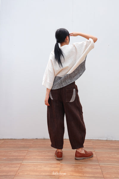 Batwing Cropped Blouse in Patchwork