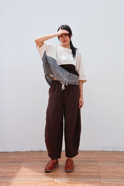 Batwing Cropped Blouse in Patchwork