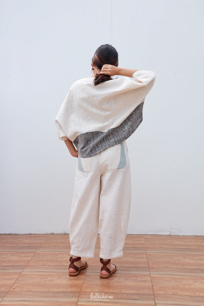 Batwing Cropped Blouse in Patchwork