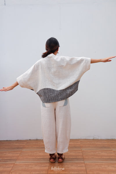 Batwing Cropped Blouse in Patchwork