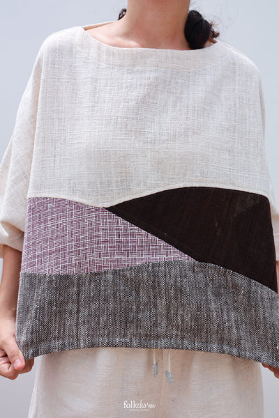Batwing Cropped Blouse in Patchwork