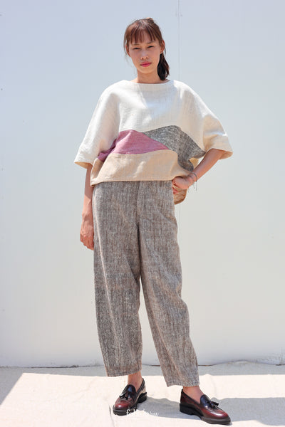 Batwing Cropped Blouse in Lac Pink Patchwork