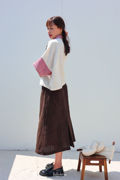 Kimono Shortsleeved Blouse in Lac Pink/Ebony Gray