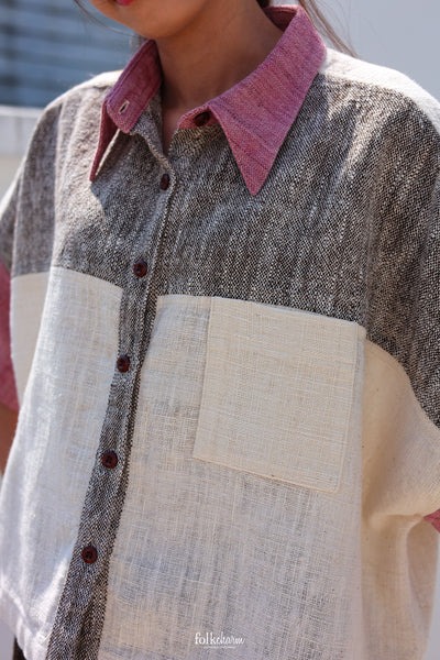 Kimono Shortsleeved Blouse in Lac Pink/Ebony Gray