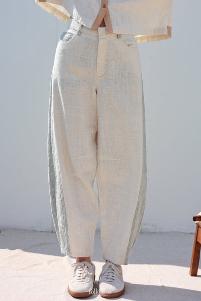 Two Tone Barrel-leg Trousers in Buak Blue