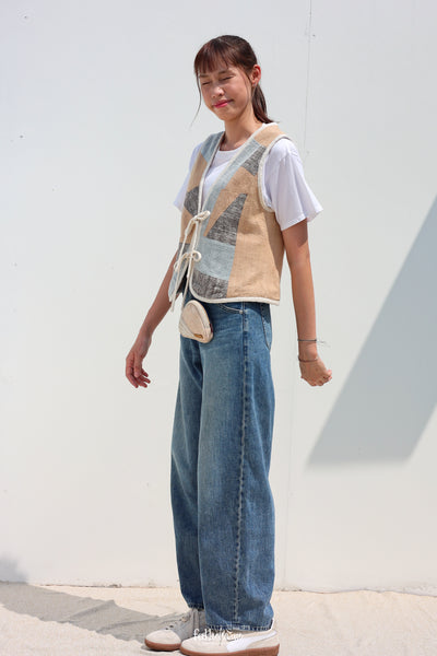 Recomposed Two-way Vest in Natural Brown