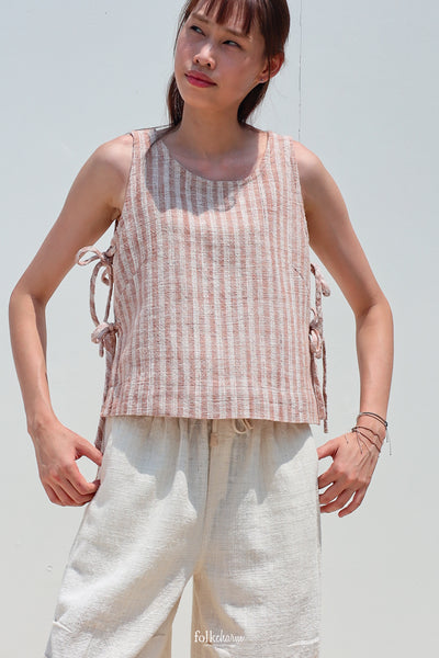 Side-Tie Sleeveless Blouse in Huchang-Red