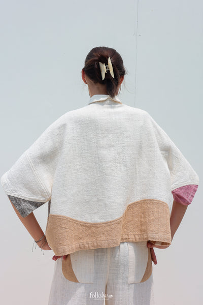 Kimono Shortsleeved Blouse in Lac Pink Patchwork