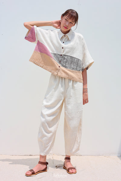 Kimono Shortsleeved Blouse in Lac Pink Patchwork