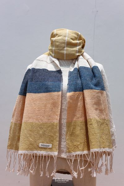 Aunty Plian's Light Scarf Indigo/Taupe