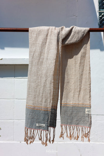 Aunty Plian's Turtle Shell Scarf White/Blue