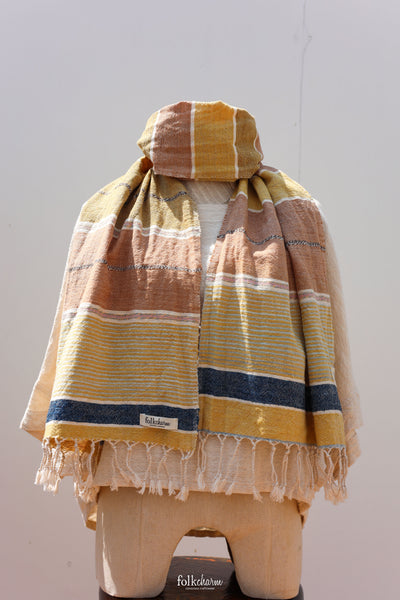Aunty Plian's Light Scarf Taupe/Yellow