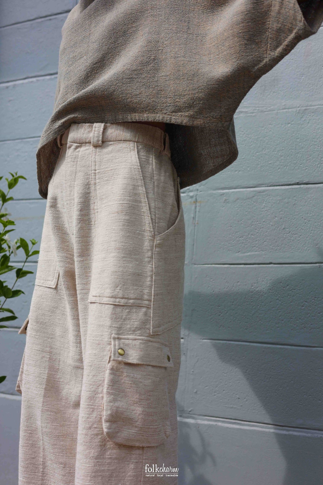 Asymmetrical Patch Pocket Cargo Trousers