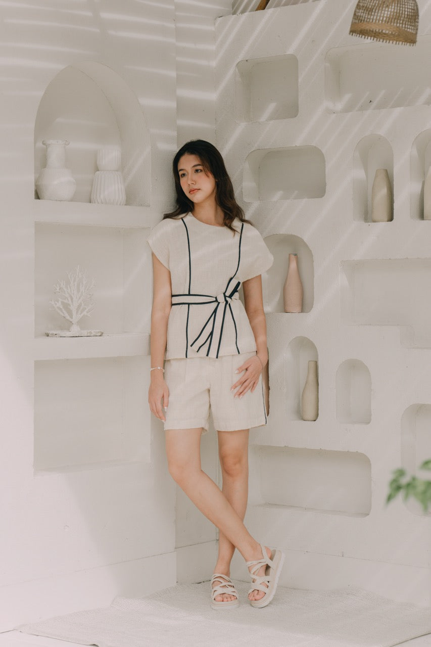 Tie-up Cap Sleeve Blouse