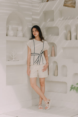 Tie-up Cap Sleeve Blouse