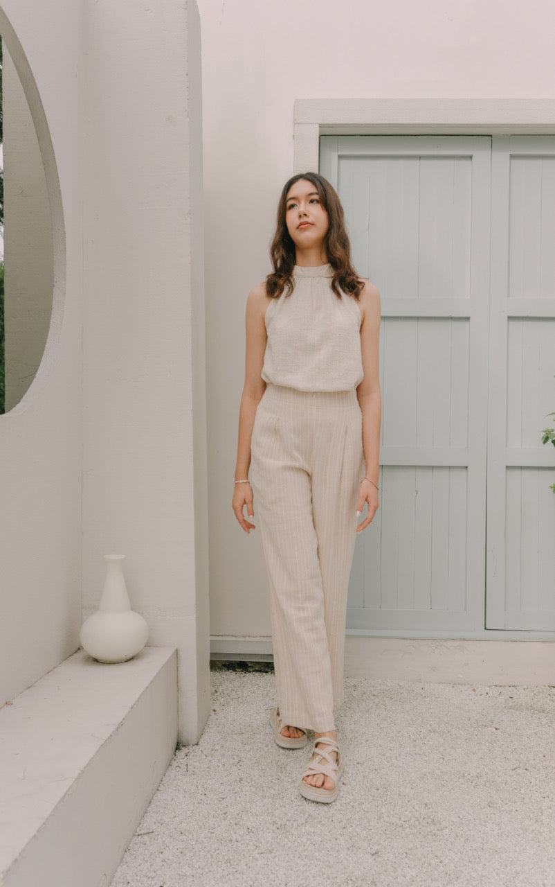 Closed-loop Wide Trousers with Lining