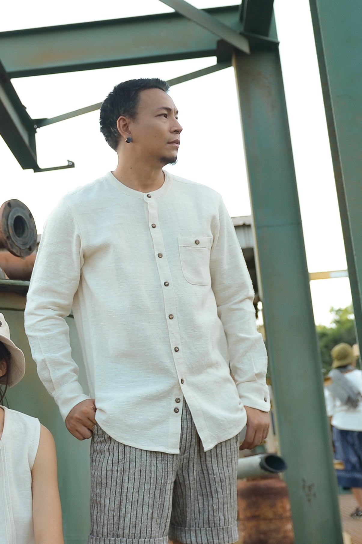Men's Mandarin Collar Long Sleeve Shirt NNB (Pre-order)